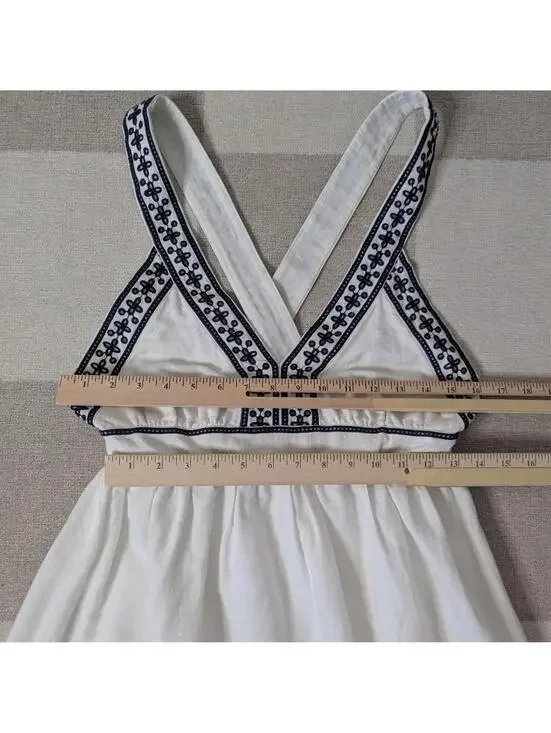 J. Crew linen cotton empire waist embroidered maxi dress - Picture 4 of 7